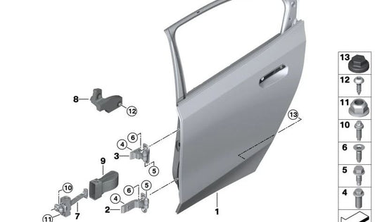 Bisagra de puerta superior izquierda OEM 41517420093 para BMW G22, G23, G82, G83, F90, G30, G31, G38, G60, G61, G68, G90, G32, G11, G12, G70, F91, F92, F93, G14, G15, G16, G01, G08, F97, G02, F98, G05, G18, F95, G06, F96, G07, G09, G29, I20. Original