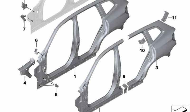 Marco lateral exterior derecho OEM 41007494006 para BMW G02, F98. Original BMW.