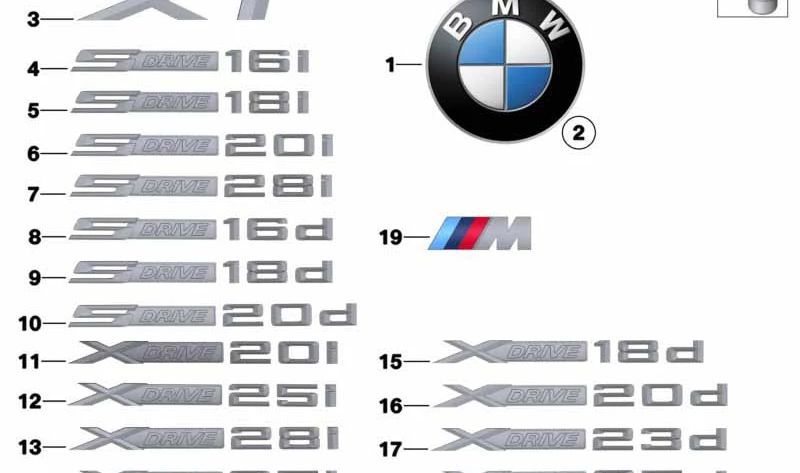 Emblema "xDrive" - OEM 51147362671 para BMW E84, E83, F25, F26. Original BMW.