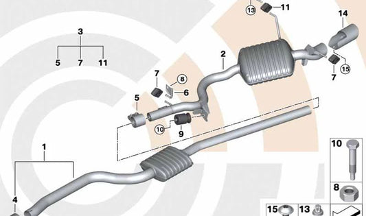 Kit de Montaje Silenciador Trasero para BMW E84 (OEM 18302455252). Original BMW.