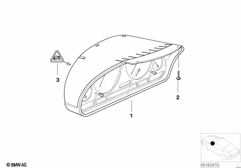 Uncoded combination instrument for BMW 3 Series E46 (OEM 62116985672). Original BMW.