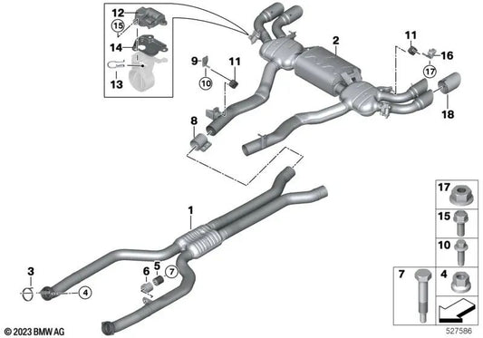 Hitzeschild für BMW E81, E82, E87, E88, E90, E91, E92, E93, G30, G31, G32, G11, G12, G14, G15, G16, E84, E83, F25, F95N, G05N, F96N, G06N, G07N, G09 (OEM 18403412867). Original BMW