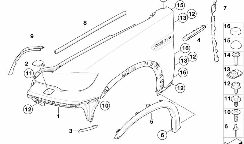 M Seitenwand imprimada delantera izquierda para BMW X5 E70 (OEM 51657238597). Original BMW