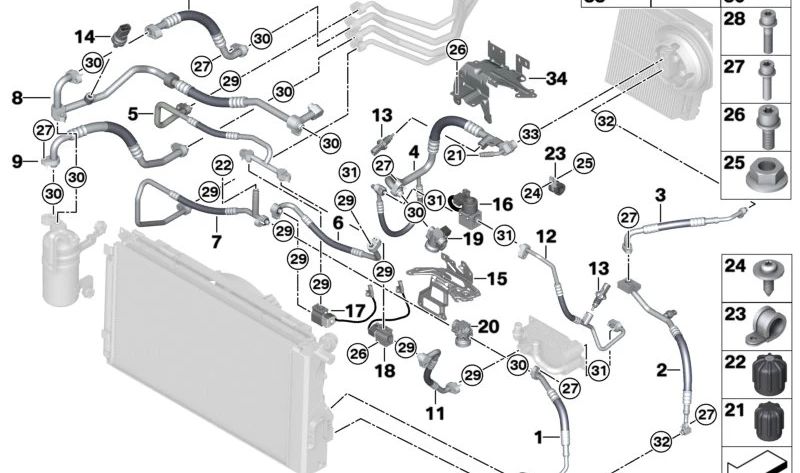 Tubería de presión delantera OEM 64509291155 para BMW i3 (I01). Original BMW.