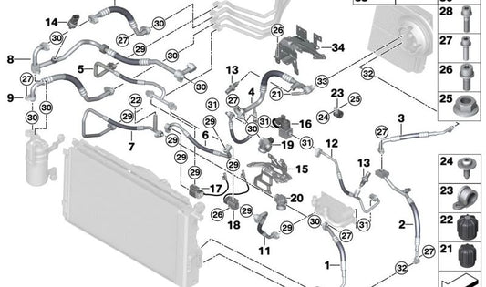 Tubería de succión delantera OEM 64509291162 para BMW i3 (I01). Original BMW.