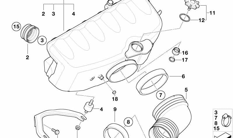 Colector de aire para BMW Serie 3 E46 (OEM 11617835820). Original BMW