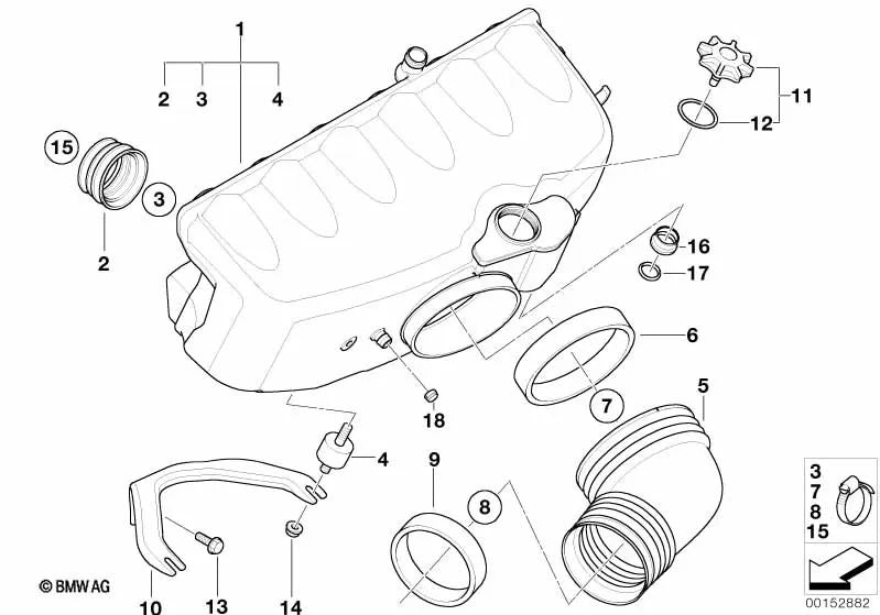 Conducción de aire para BMW Z4 E85, E86 (OEM 11617836381). Original BMW