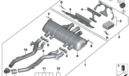 Silenciador final de titânio para BMW G80, G81, G82, G83 (OEM 18305A23279). BMW original