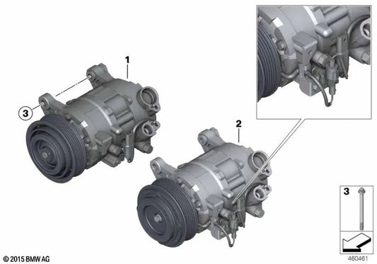 Klimakompressor ohne Magnetkupplung für BMW F20, F21, F22, F23, F30, F31, F34, F33, F36 (OEM 64529330831). Original BMW