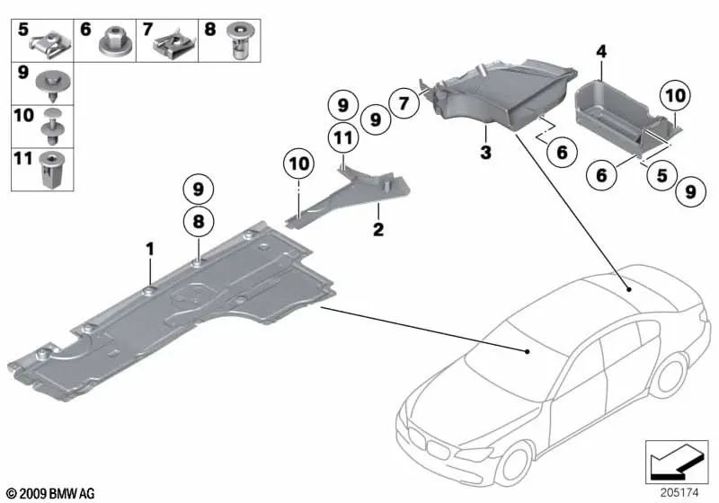 Cubierta trasera central para BMW Serie 7 F01 (OEM 51757187959). Original BMW.