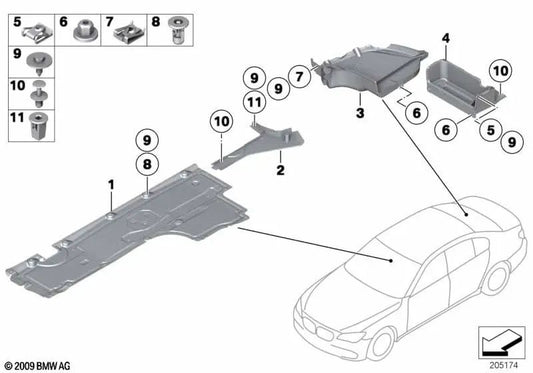 Cubierta trasera central para BMW Serie 7 F01 (OEM 51757187959). Original BMW.