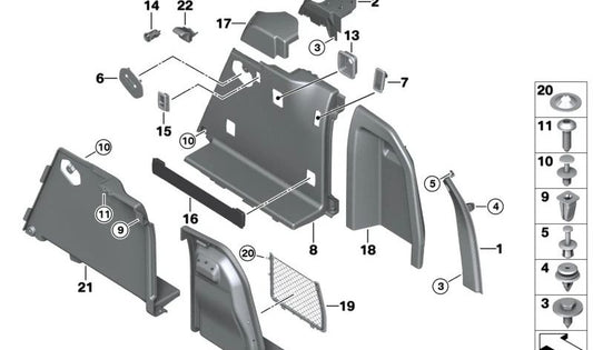 Cubierta automática del cinturón derecho OEM 51479207884 para BMW F25. Original BMW.