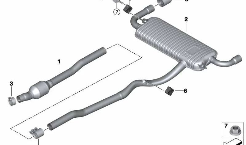 Silencioso delantero OEM 18308577158 para BMW F45, F46, F48, F39 y MINI F54, F60. Original BMW y MINI.