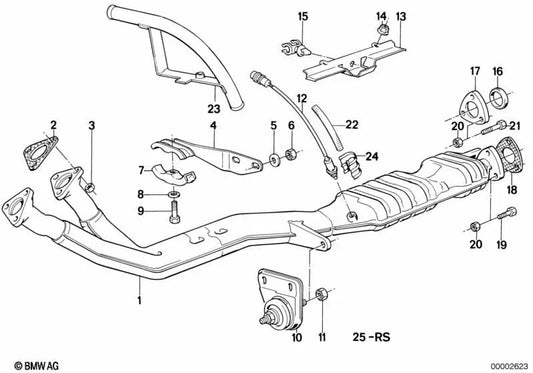 Soporte del Sistema de Escape para BMW E28, E24 (OEM 18211178246). Original BMW