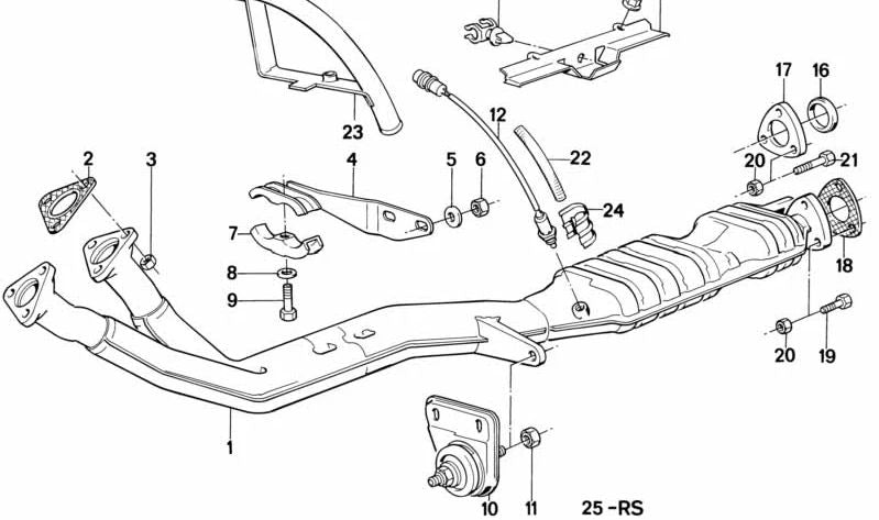 Soporte del Sistema de Escape para BMW E23 (OEM 18211176544). Original BMW