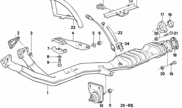 Soporte del Sistema de Escape para BMW E23 (OEM 18211176544). Original BMW