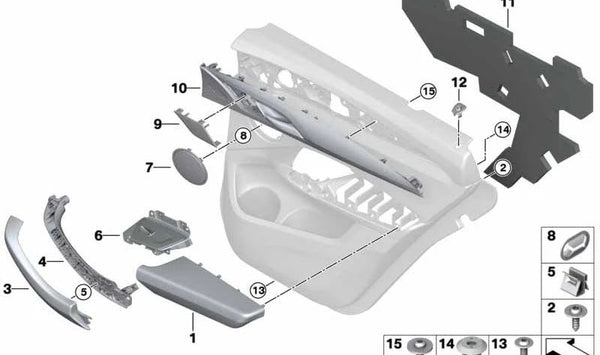 Embellecedor puerta trasera derecha para BMW X3 G01N, X4 G02N (OEM 51425A16A78). Original BMW