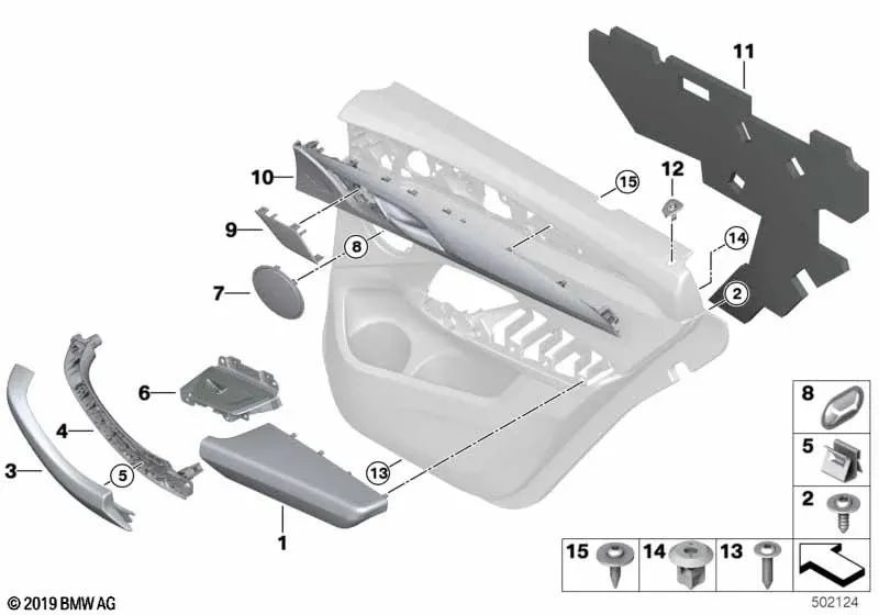 Embellecedor de Puerta Madera Noble Trasero Derecho para BMW X3 F97N, G01N X4 F98N, G02N (OEM 51425A16A82). Original BMW