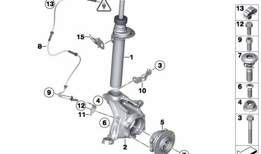 Amortiguador delantero izquierdo para BMW X3 F25, X4 F26 (OEM 31316796409). Original BMW.