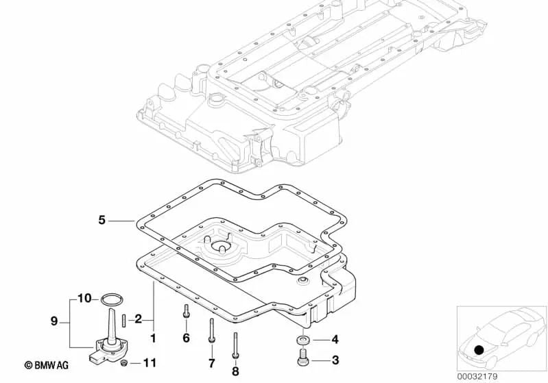 Cárter de aceite para BMW Serie 5 E39 (OEM 11130396711). Original BMW