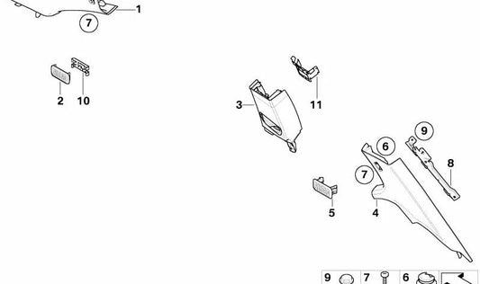 Left A-pillar trim for BMW 3 Series E92, E92N (OEM 51436954667). Original BMW