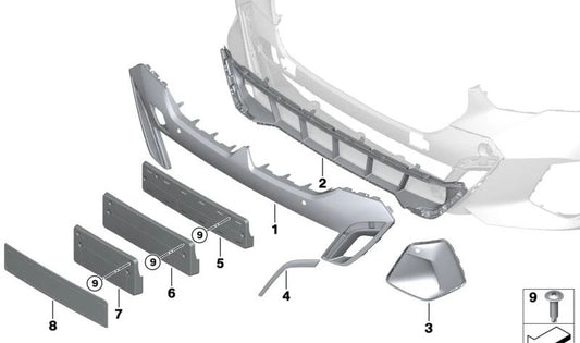 Moldura derecha OEM 51115A36028 para BMW Serie 5 (G30, G31) y Serie 6 (G32). Original BMW.