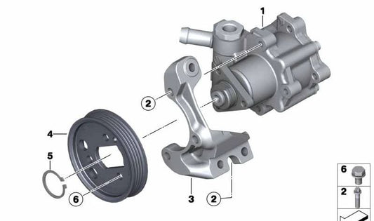 Soporte para bomba de dirección asistida para BMW E84 (OEM 32427603085). Original BMW