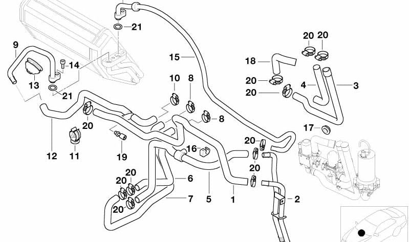 Tubo de Entrada para Almacenamiento de Calor Latente para BMW E39 (OEM 64128377460). Original BMW