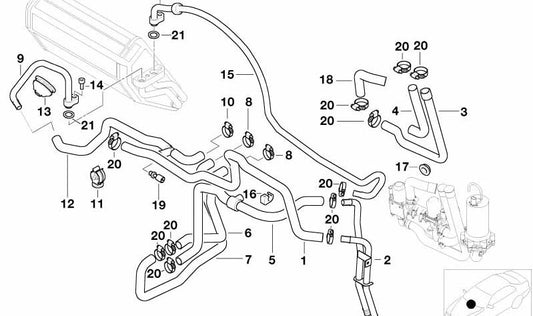 Tubo de Entrada para Almacenamiento de Calor Latente para BMW E39 (OEM 64128377460). Original BMW