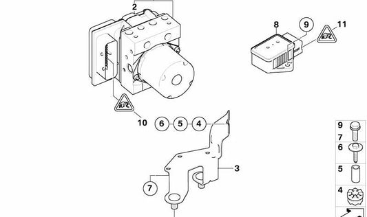 Soporte Hydroaggregat para BMW E60, E61, E63, E64 (OEM 34516758746). Original BMW