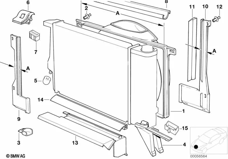 Suporte para radiador de água para BMW E30, E34, E32 (OEM 17111712347). BMW original