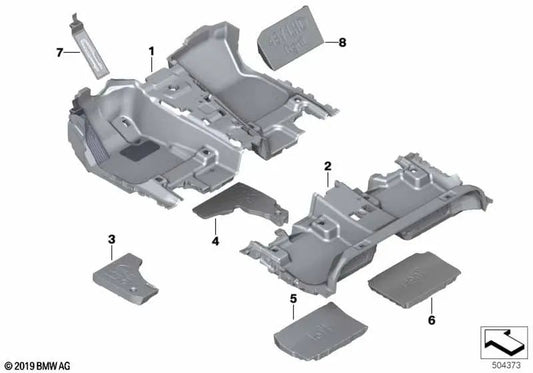 Inserción para el área de los pies del acompañante para BMW X3 G01, G01N, X4 G02N (OEM 51479474347). Original BMW