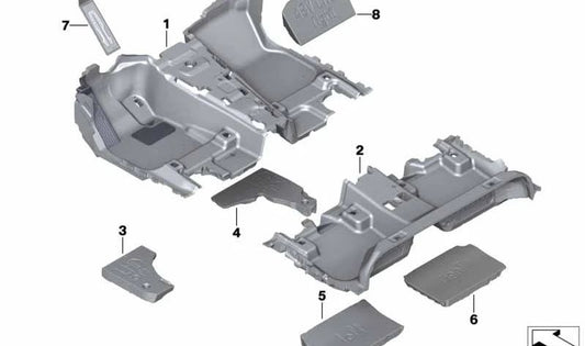 Doublure du sol arrière pour BMW x3 F97, G01, G08 (OEM 5147446643). BMW d'origine