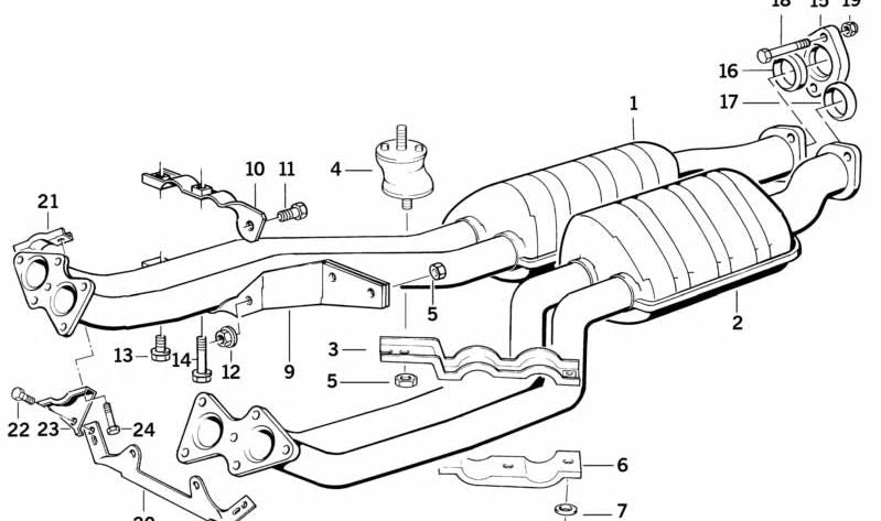 Soporte de escape OEM 11761716711 para BMW E32, E31. Original BMW.