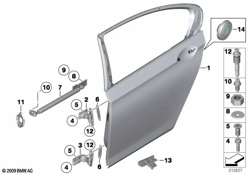 Puerta trasera izquierda para BMW Serie 7 F02, F04 (OEM 41525A2A393). Original BMW