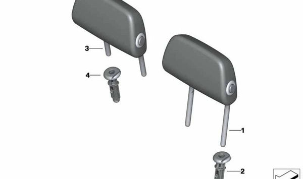 Reposacabezas central trasero abatible de tela OEM 52205A05880 para BMW G20, G21, G01, G02. Original BMW.