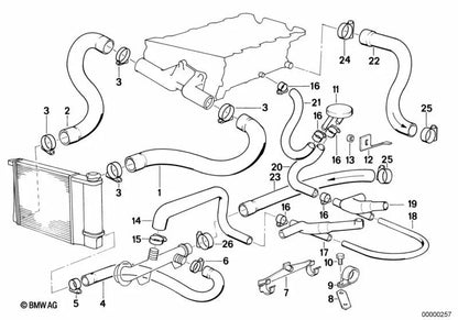 Tubo de ventilación para BMW Serie 3 E30 (OEM 11151721908). Original BMW