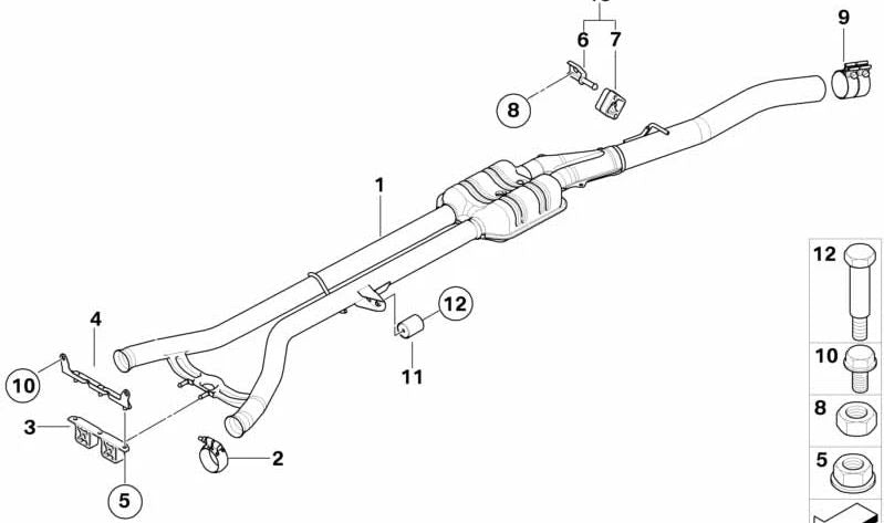 Abrazadera de escape OEM 18307789197 para BMW Serie 7 E65. Original BMW.