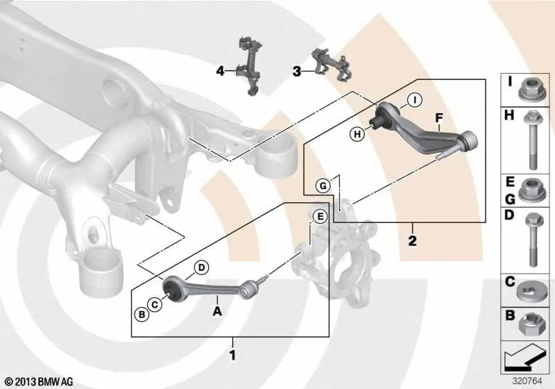 Kit de reparación de brazo oscilante izquierdo para BMW Serie 5 E60, E61 (OEM 33322347993). Original BMW