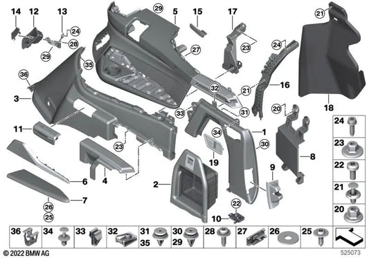 Rechte hintere Unterstützung für BMW X7 G07, G07N (OEM 51475A378C4). Original BMW