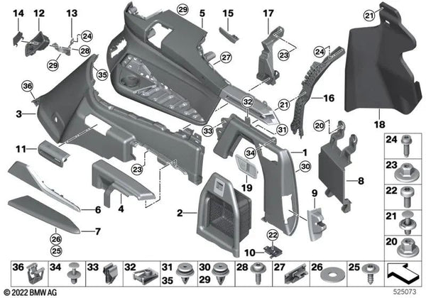 Apoyabrazos trasero derecho para BMW X7 G07, G07N (OEM 51475A378C4). Original BMW