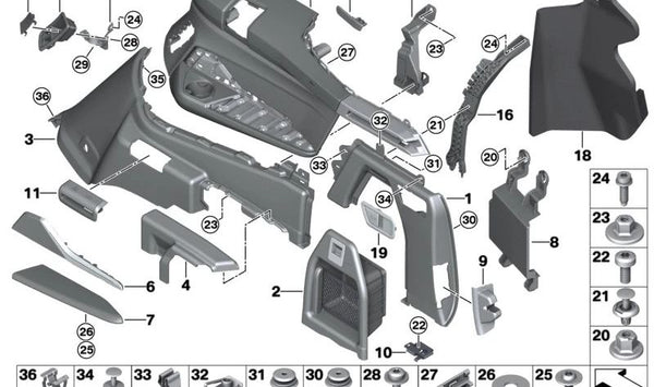 Revestimiento superior derecho del maletero OEM 51479892358 para BMW G07. Original BMW.