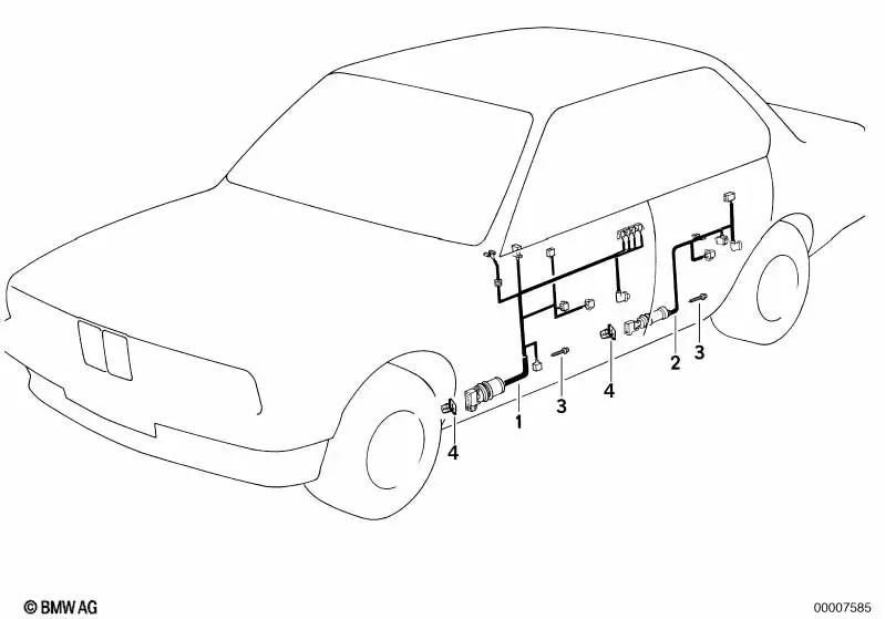 Rear right door wiring for various BMW models/series (OEM 61128366718). Original BMW.