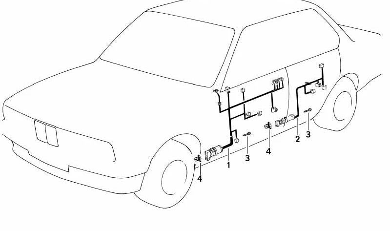 Arnés de cables de puerta lado del pasajero para BMW Serie 5 E34 (OEM 61128366712). Original BMW