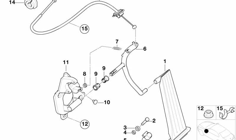 Tule de Cable de Acelerador para BMW Serie 3 E46 (OEM 35411163887). Original BMW