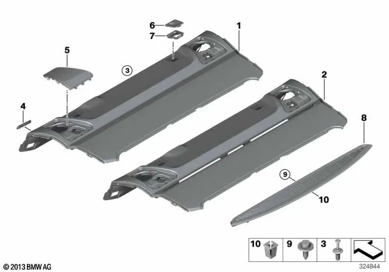 Estante trasero para BMW Serie 5 F10, F10N, F18N (OEM 51468038183). Original BMW