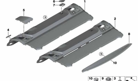 Apoio de braço traseiro OEM 51469173452 para BMW F10, F18. BMW originais.