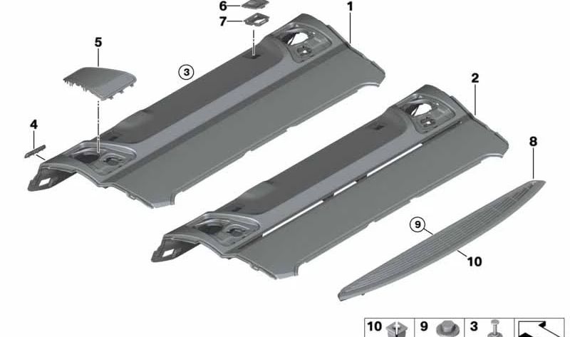 Embellecedor Altavoz derecho para BMW Serie 5 F10, F18 (OEM 51469127920). Original BMW