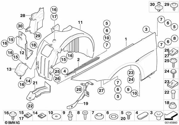 Refuerzo Pared Lateral Delantera Izquierda para BMW E63, E63N, E64, E64N (OEM 41357070467). Original BMW.