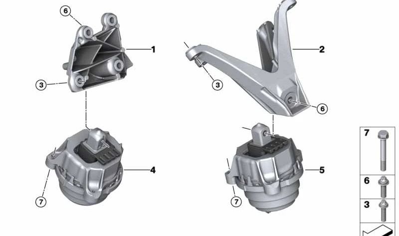 Left Engine Mount for BMW 5 Series F90, F90N, 8 Series F91, F92, F93, X5 F95, X6 F96 (OEM 22117853647). Original BMW